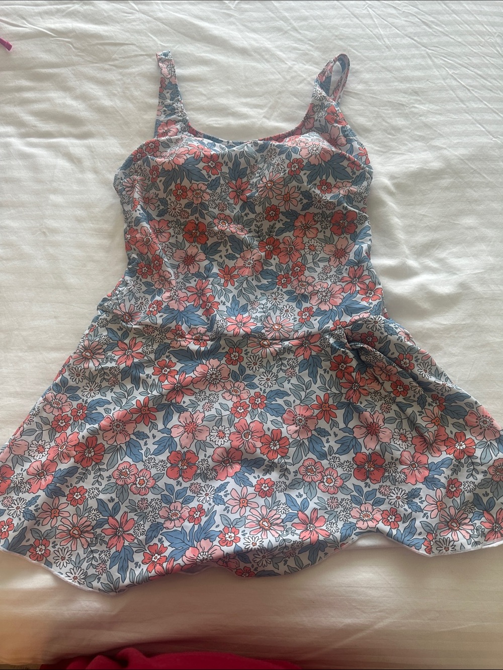 Floral Spaghetti-Strap Dress in Pink and Blue